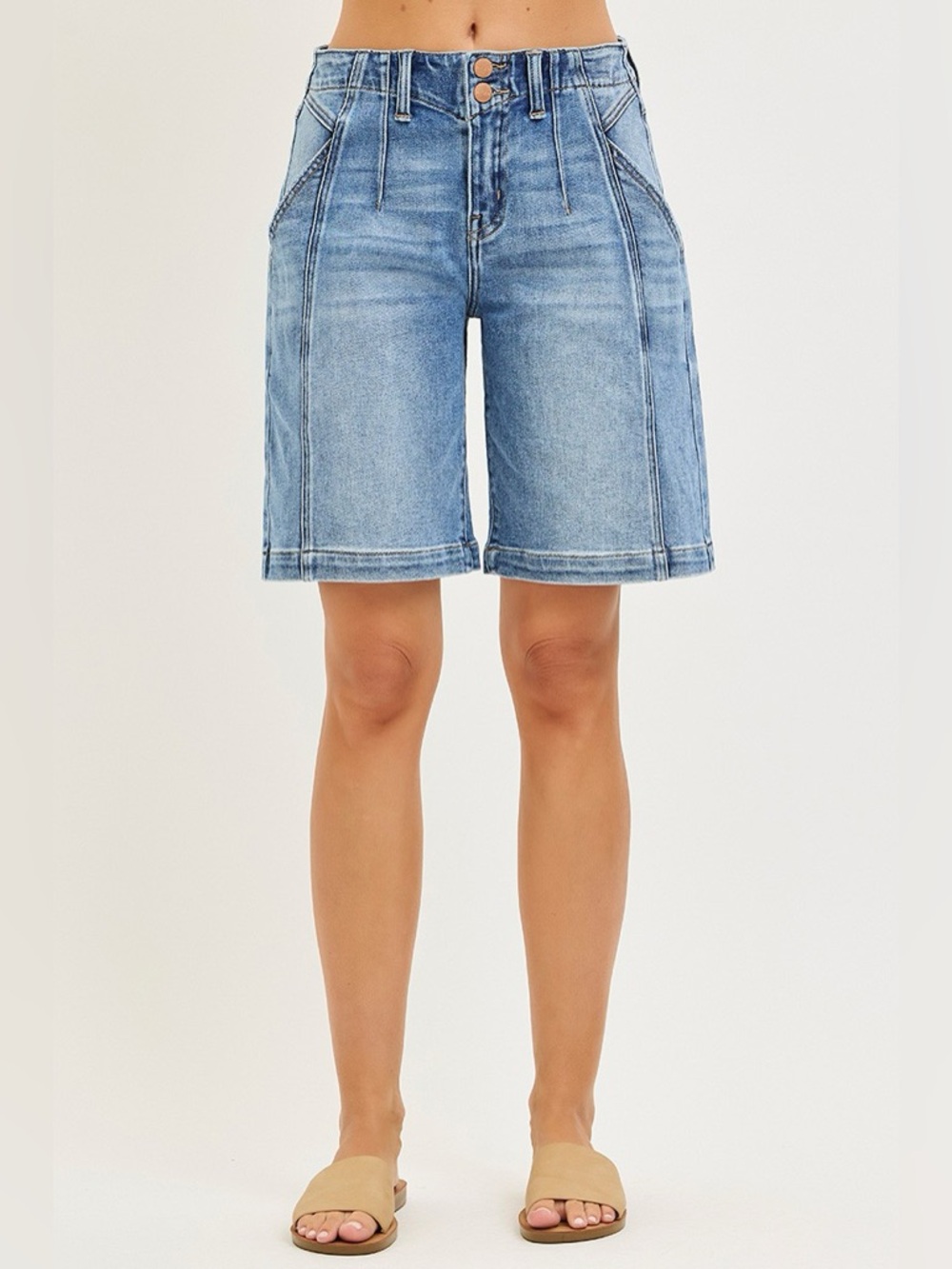 RISEN 2-Button Slouchy Jorts with Pockets - Picture 4 of 8